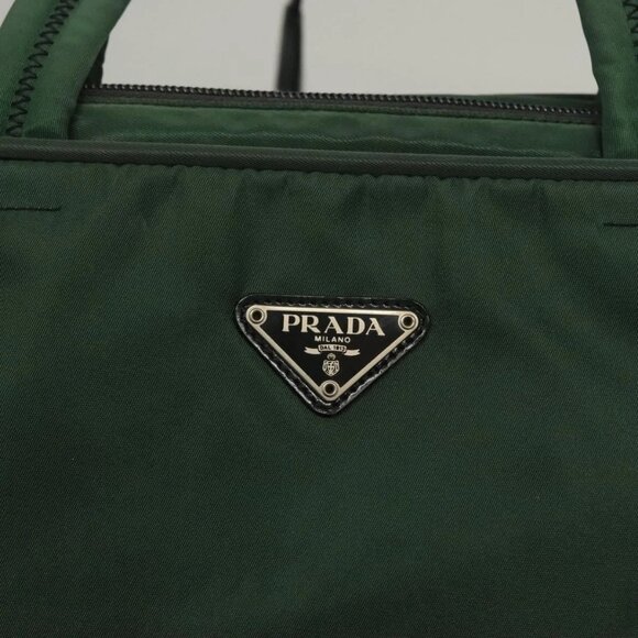PRADA Hand Bag Nylon Khaki Silver Auth - Picture 11 of 16